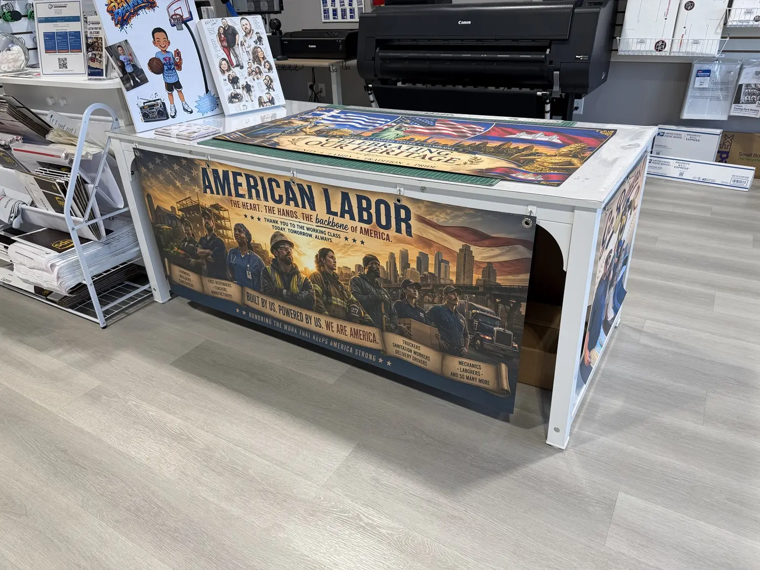 American Labor banner printed and finished with grommets